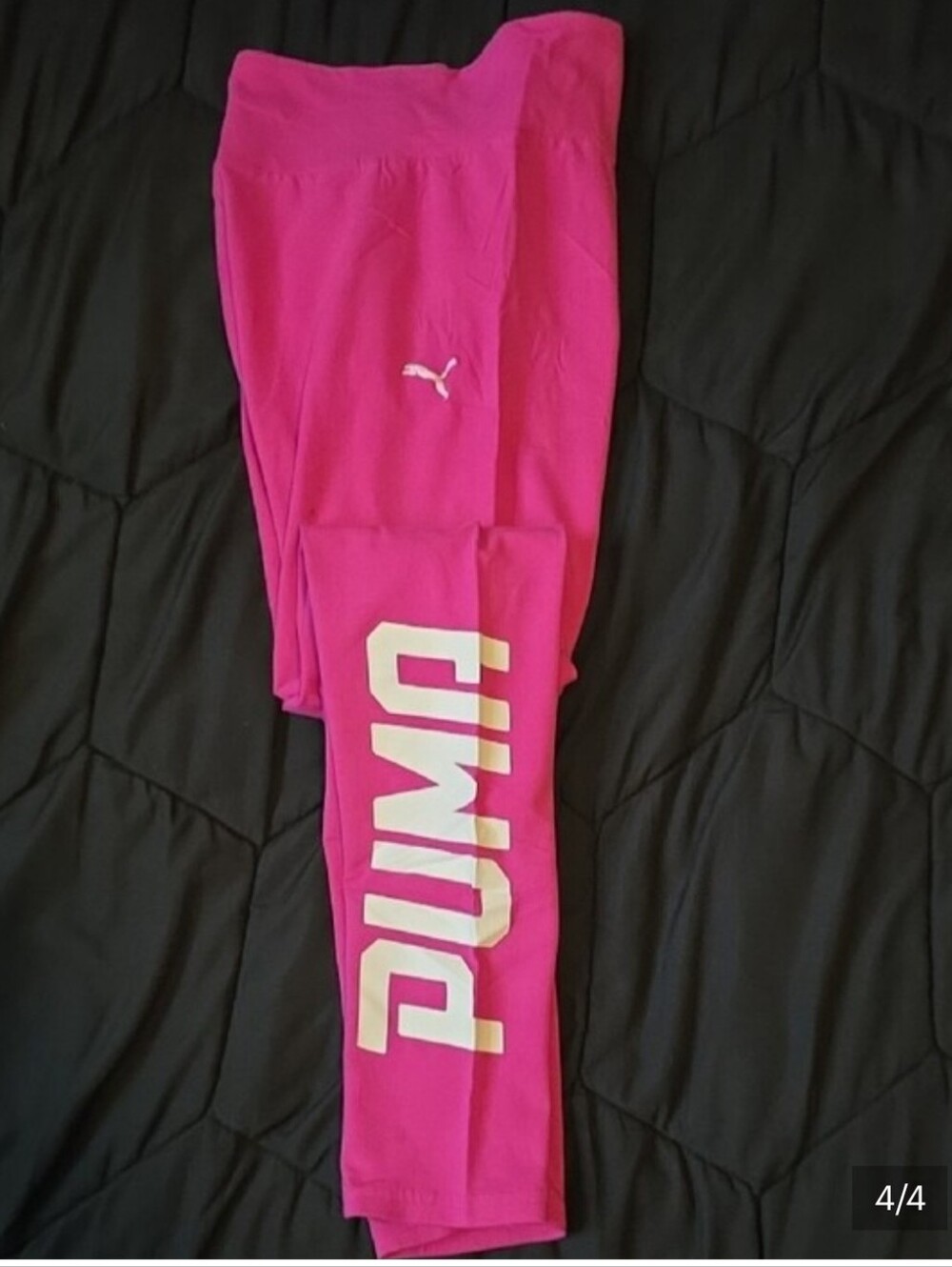 Puma Hot Pink Women's Track Leggings with White Logo